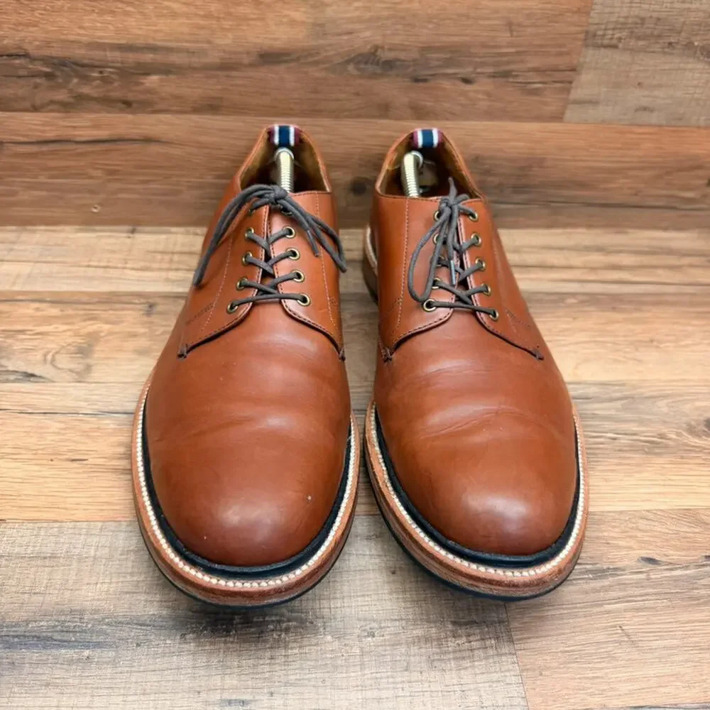 J Crew Oar Stripe Men's Size 13 Brown Leather Derbys Dress Shoes